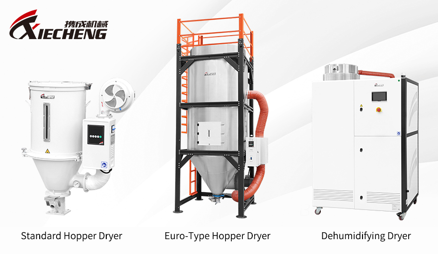 Comparison of Hopper Dryer, Euro Hopper Dryer, and Dehumidifying Dryer for Plastic Material Drying Сравнение бункерной сушилки, европейской бункерной сушилки и осушающей сушилки для сушки пластиковых материалов